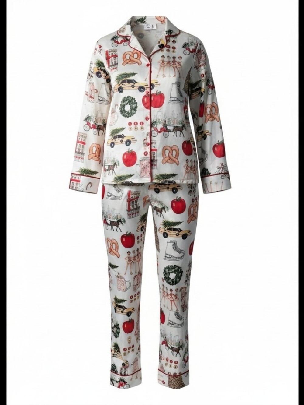 SHESHOW XL Christmas In New York Print Pajamas